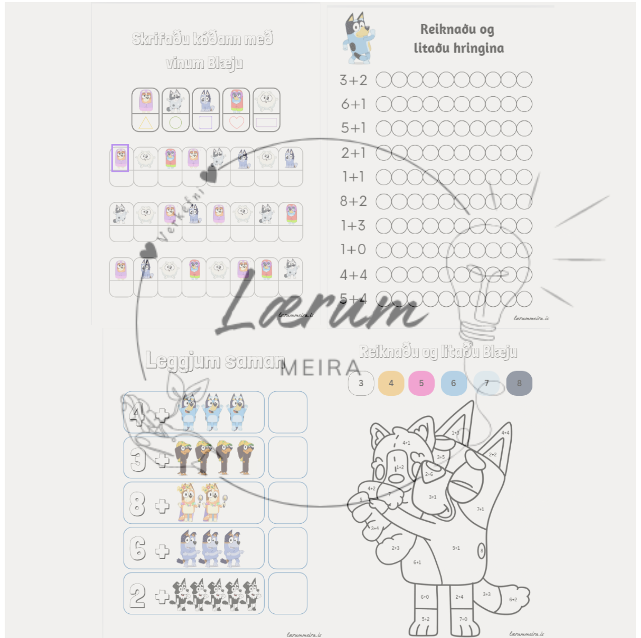 Stærðfræðihefti Blæju 5 ára+ 🐾💙