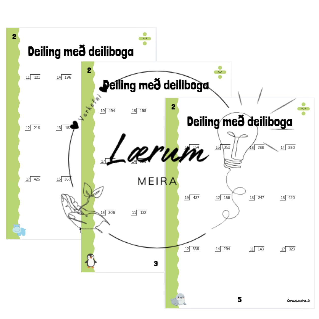 Deiling ➗ Stig 2: Verkefnablöð 1-5