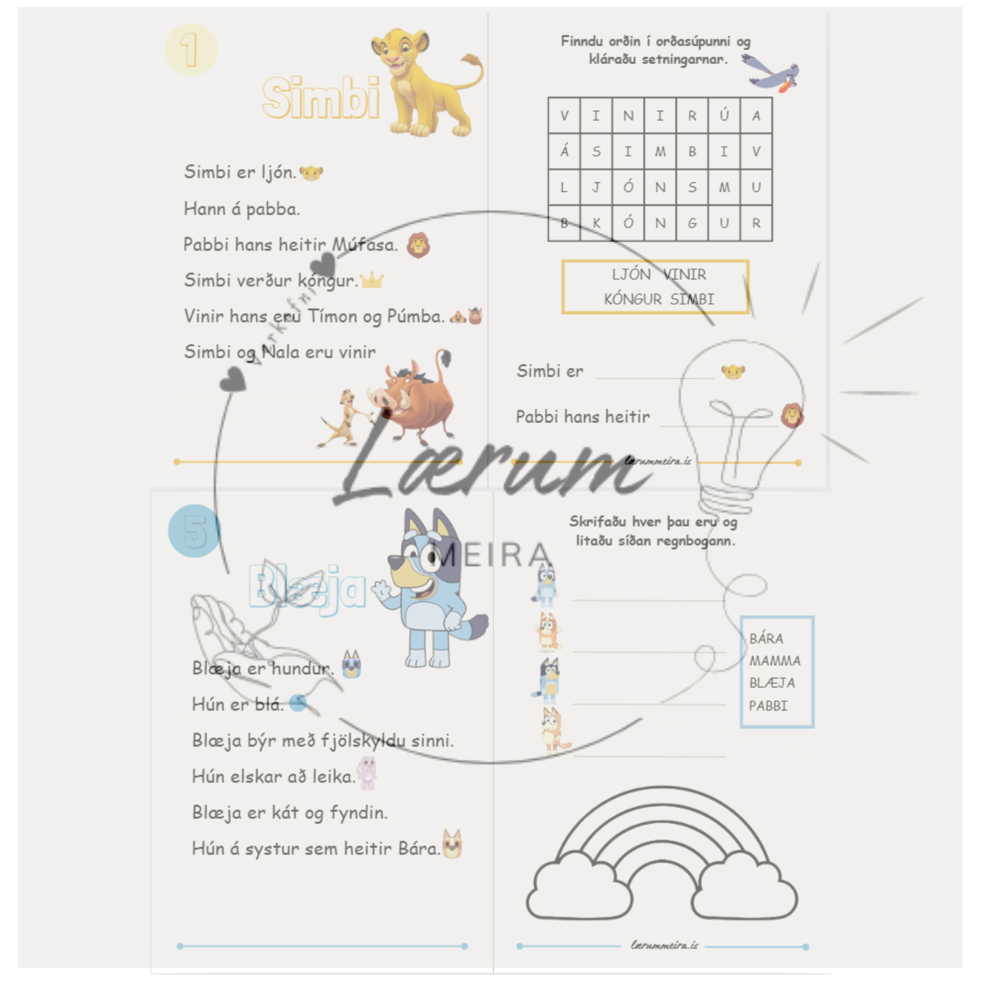 Disney Lesskilningshefti 1 📖💫 (Stig 1)