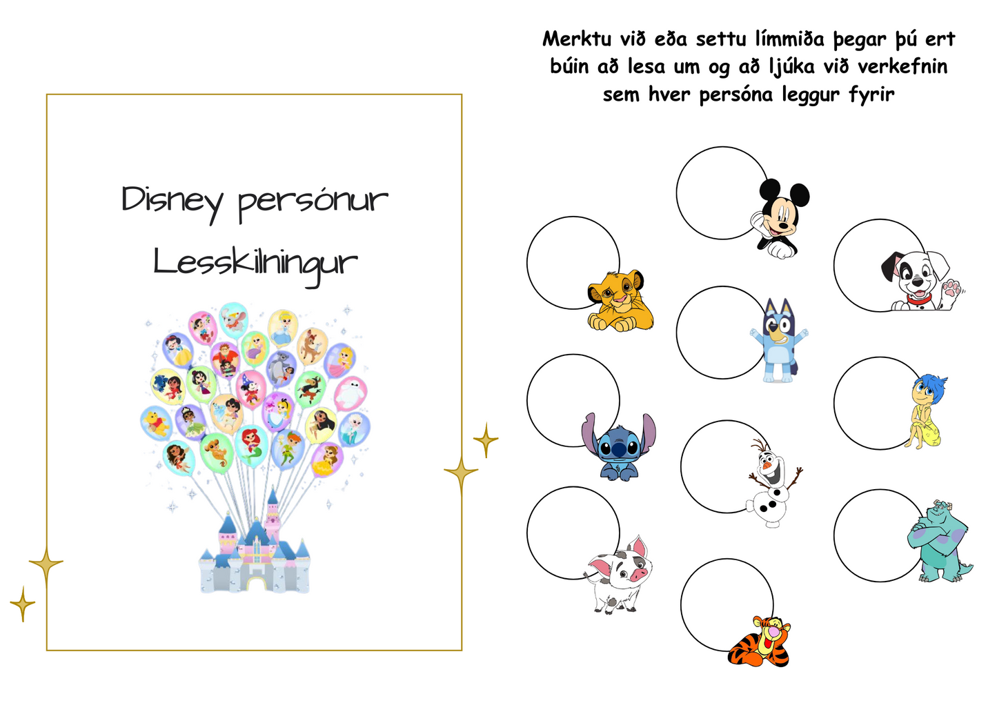 Disney Lesskilningshefti 1 📖💫 (Stig 1)
