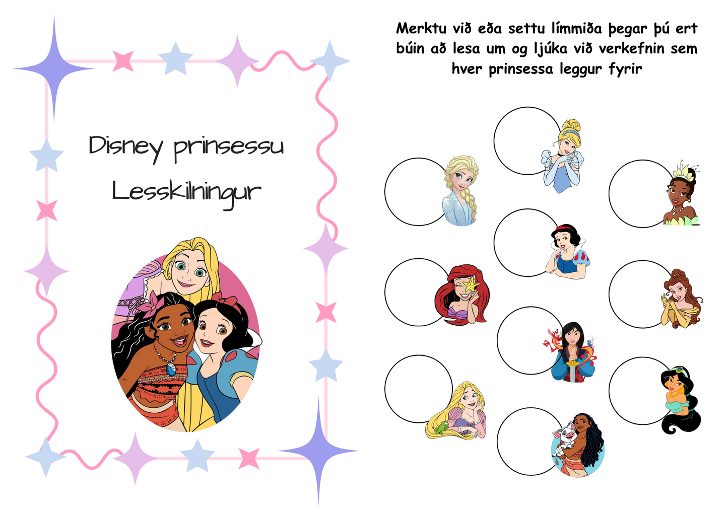 Disney Lesskilningshefti 1 - Prinsessurnar 📖💫 (Stig 2)