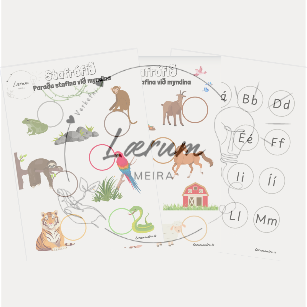 Stafrófsspil - Dýraþema 🐨🐯