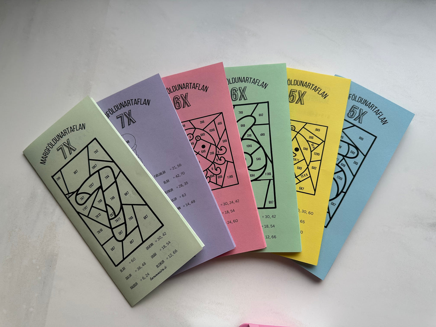 5x, 6x og 7x Margföldunartaflan ✖️ (6 bæklingar)