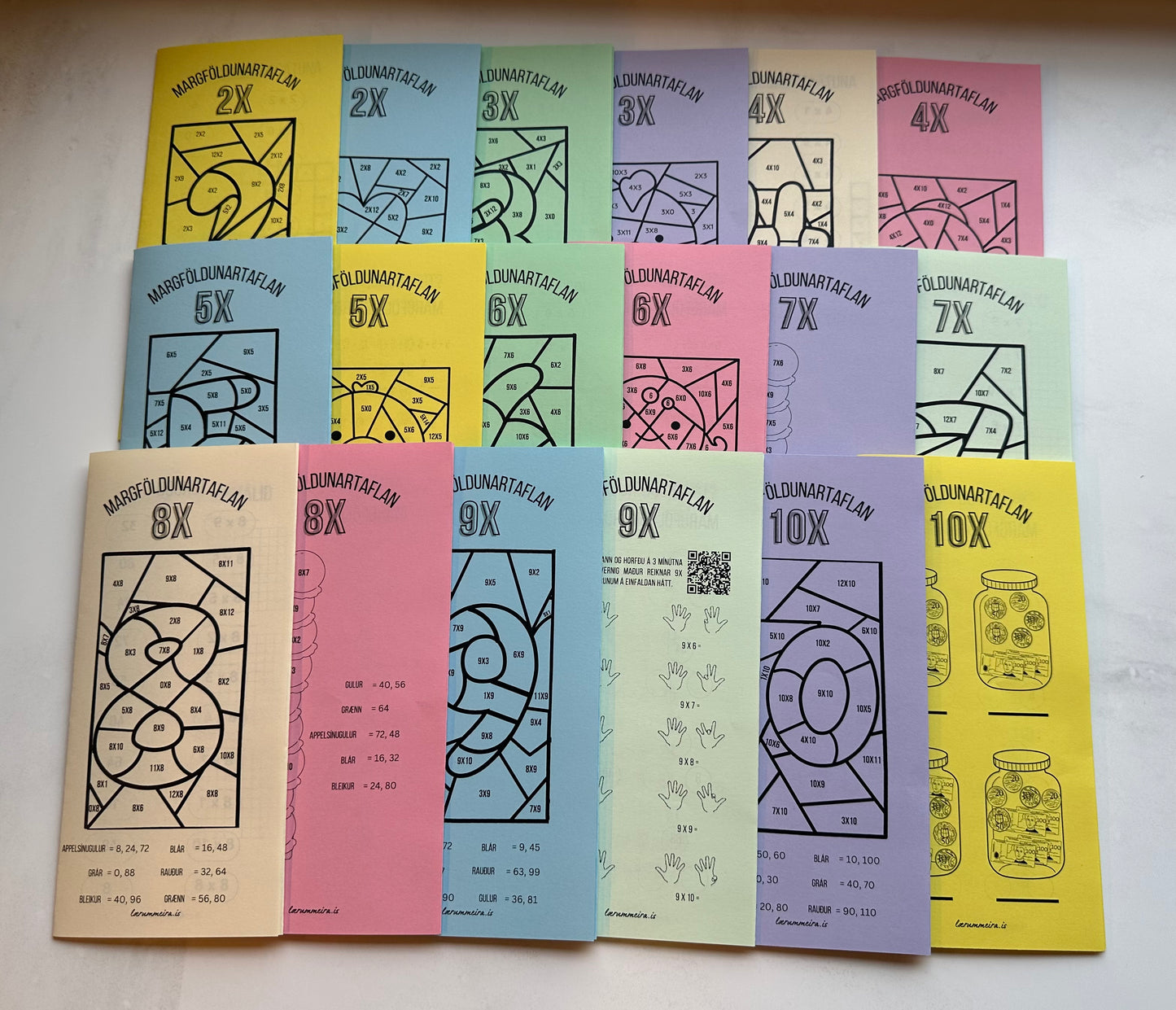 2x–10x Margföldunartaflan ✖️ – Allur pakkinn! (18 bæklingar) 20% afsláttur