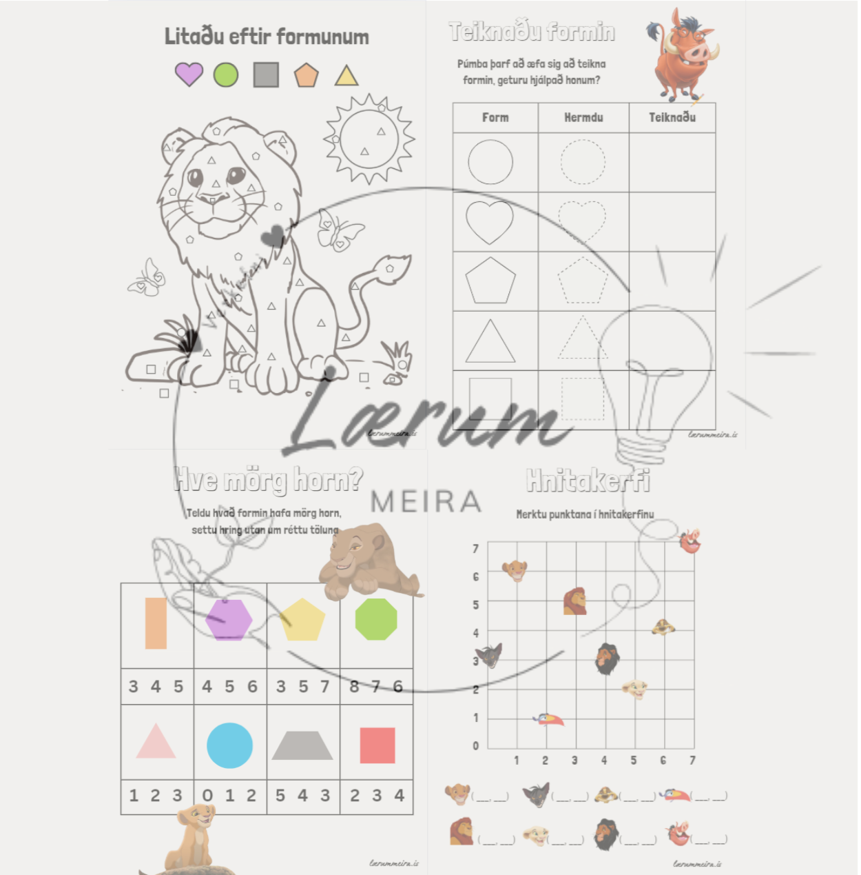 Lærum formin með Konungi ljónanna 5 ára + 🦁