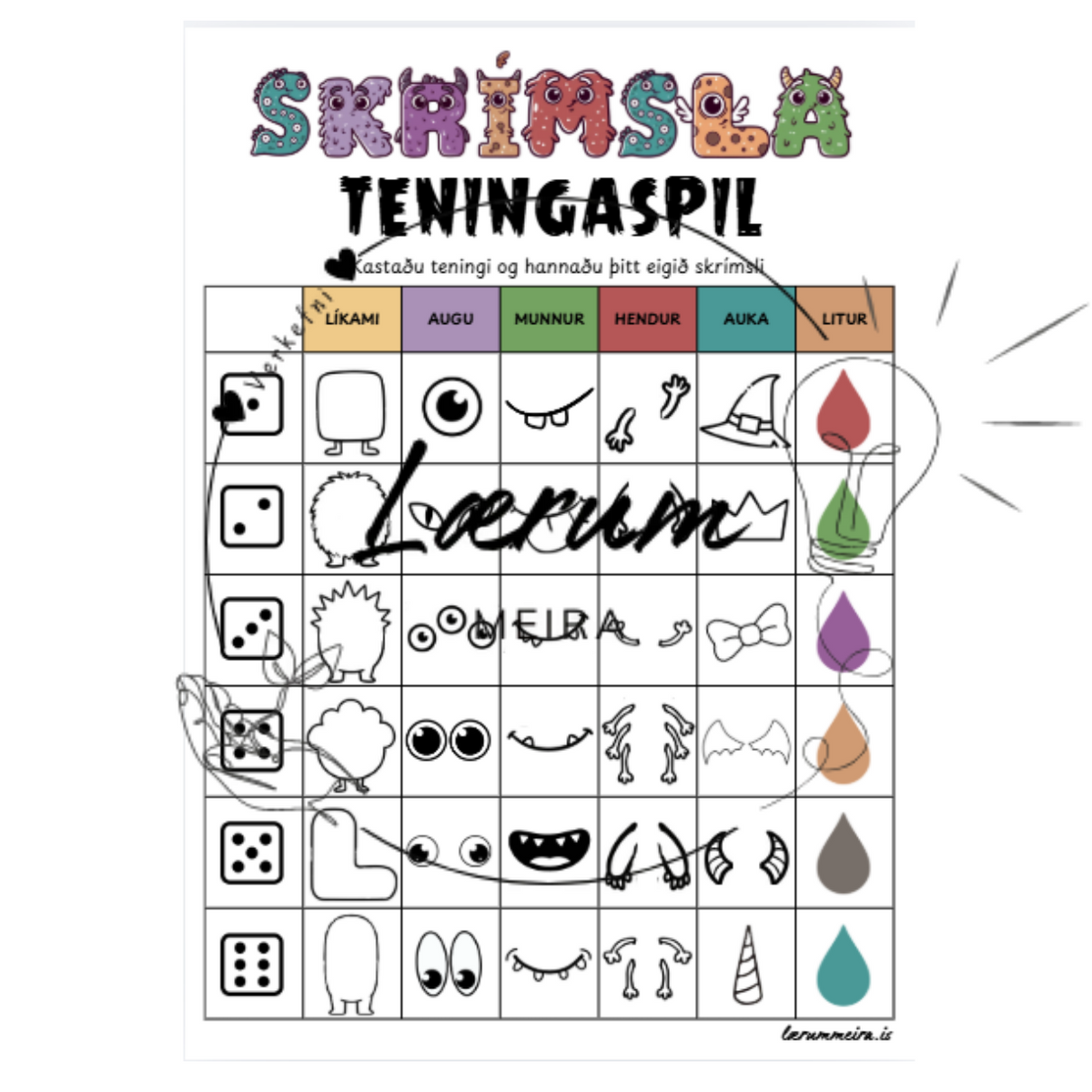 Skrímsla teningaspil (FRÍTT)