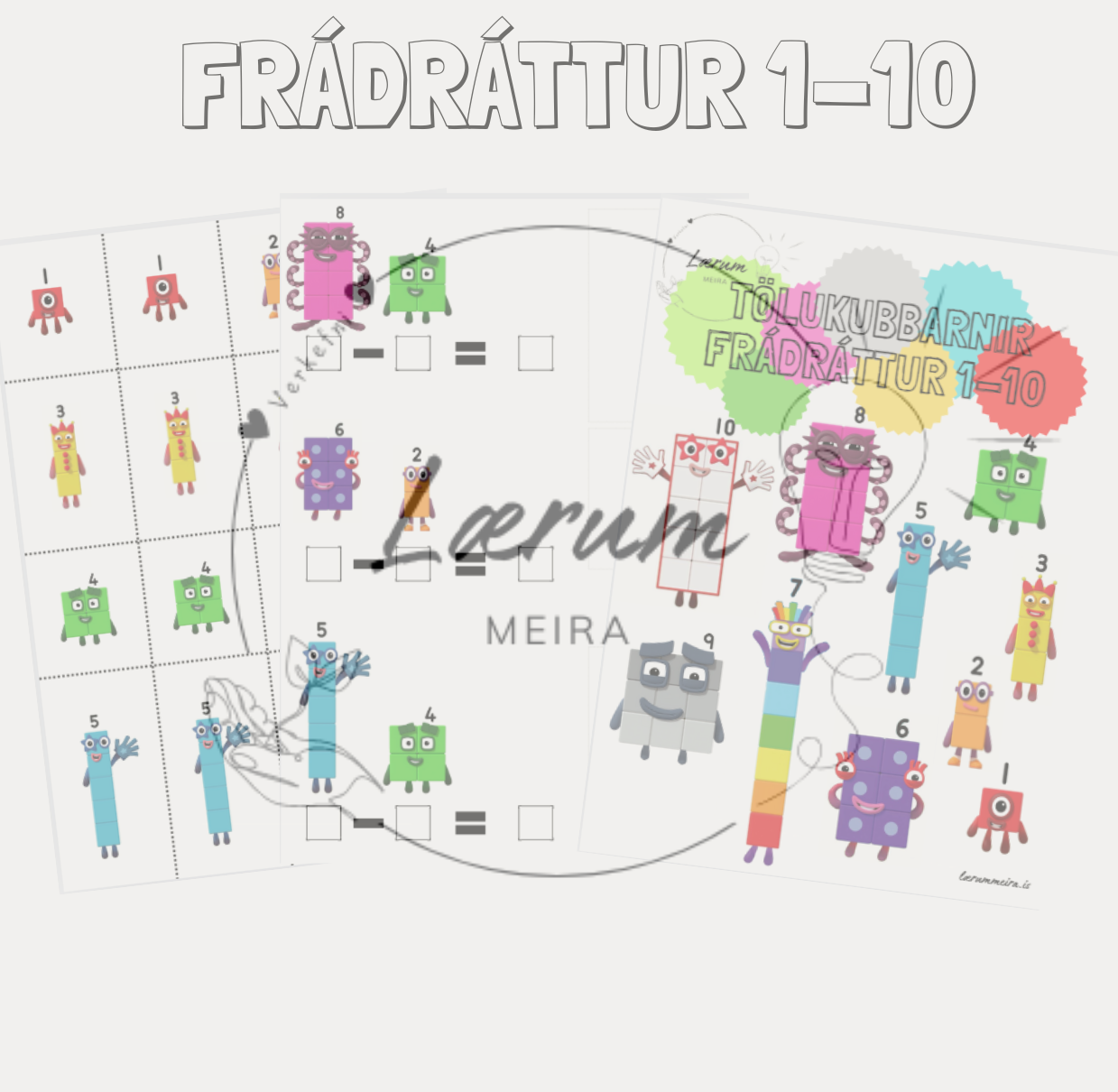 Tölukubbaverkefni: Frádráttur 1-10 🔢