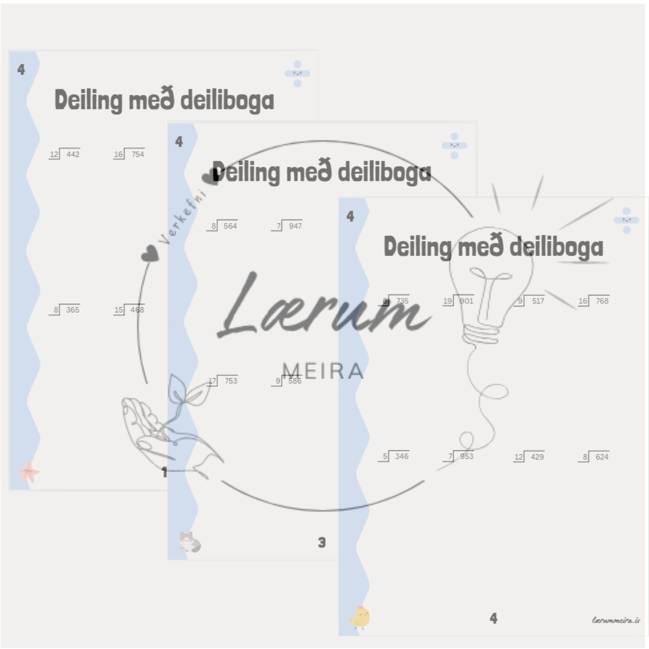 Deiling ➗ Stig 4: Verkefnablöð 1-5