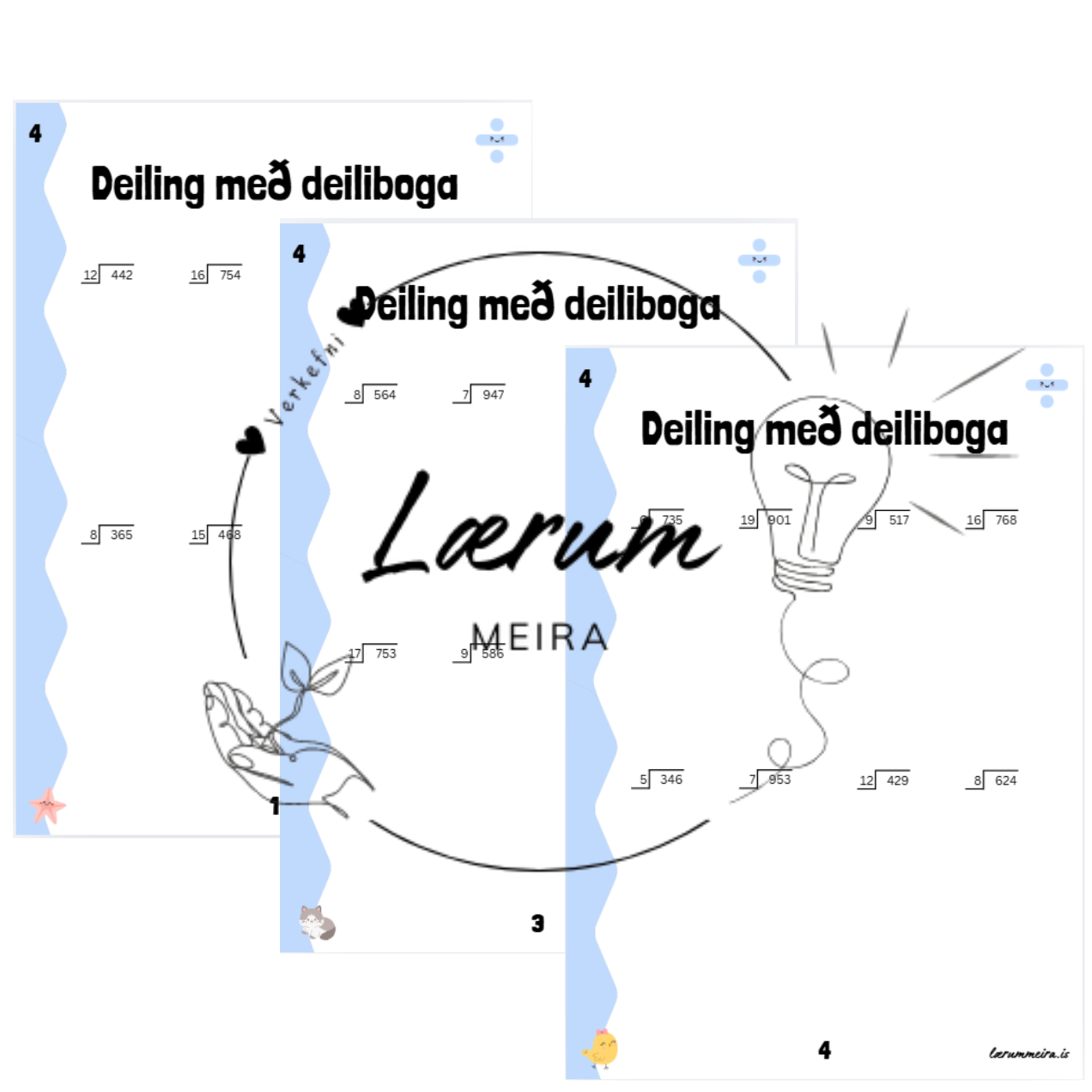 Deiling ➗ Stig 4: Verkefnablöð 1-5
