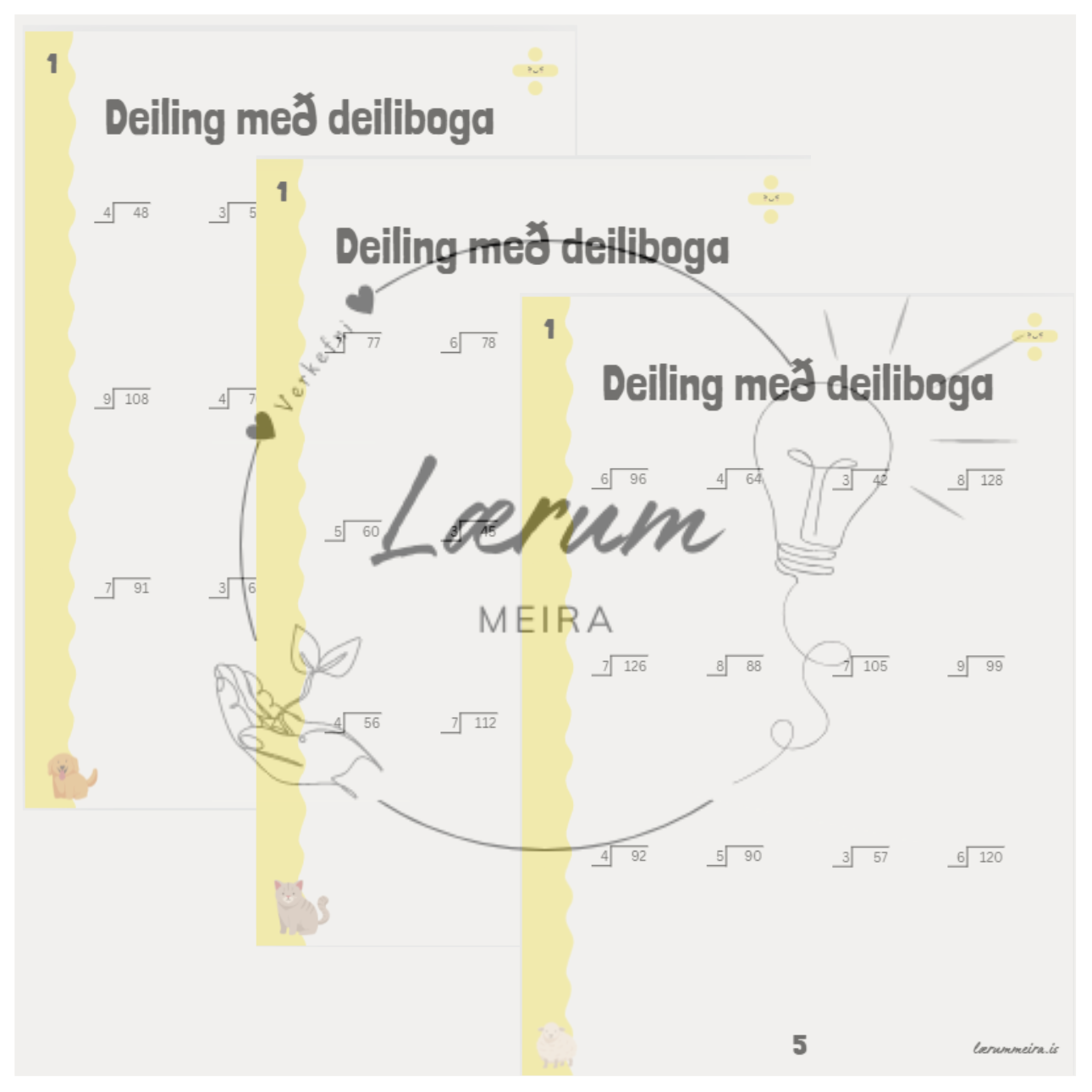 Deiling ➗ Stig 1: Verkefnablöð 1-5