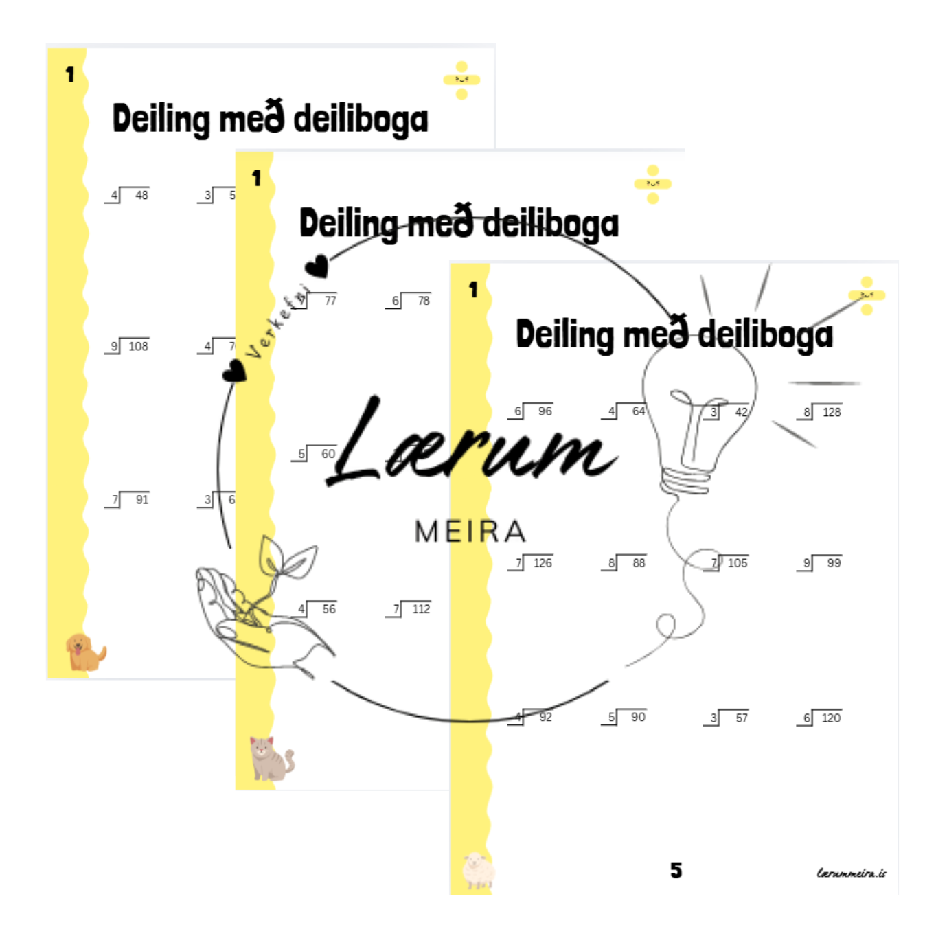 Deiling ➗ Stig 1: Verkefnablöð 1-5