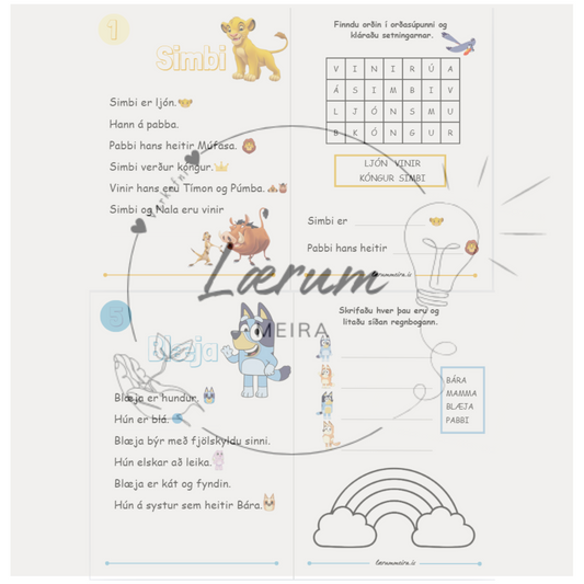 Disney Lesskilningshefti 1 📖💫 (Stig 1)