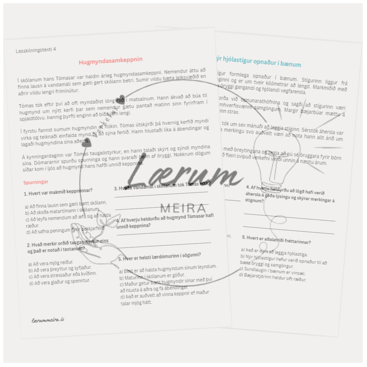 Lesskilningur texti 1-10 (200 orð)