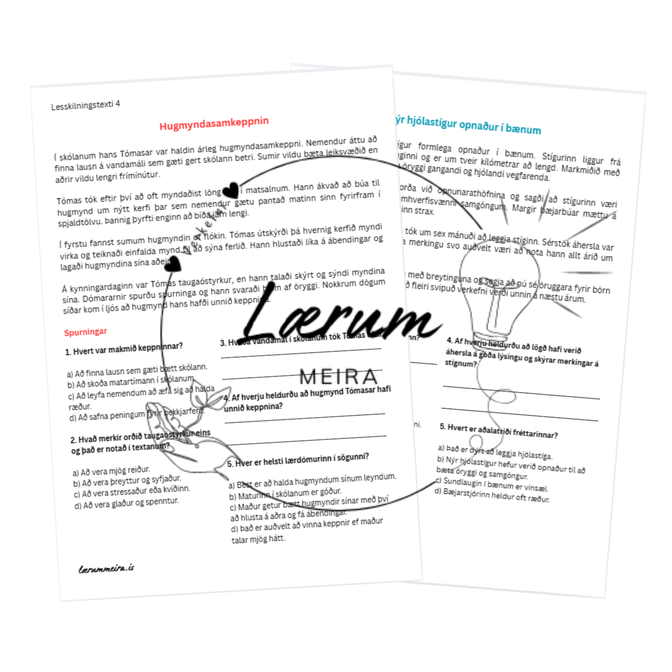 Lesskilningur texti 1-10 (200 orð)