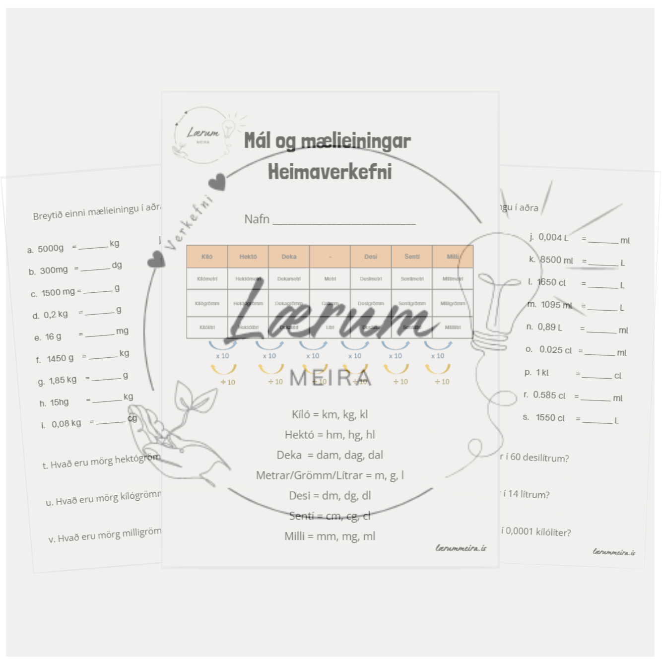 Mál og mælieiningar - Heimaverkefni