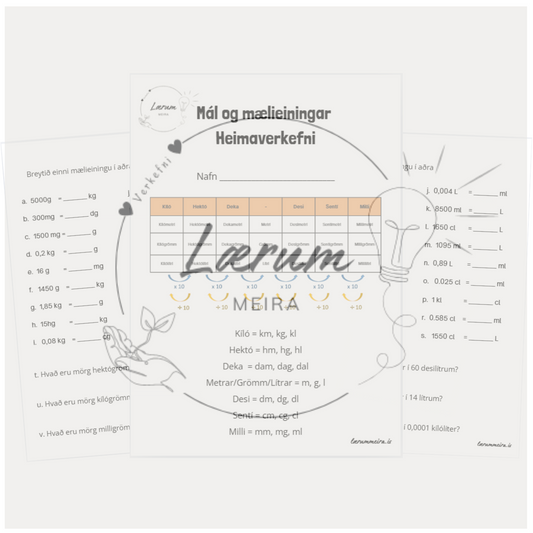 Mál og mælieiningar - Heimaverkefni