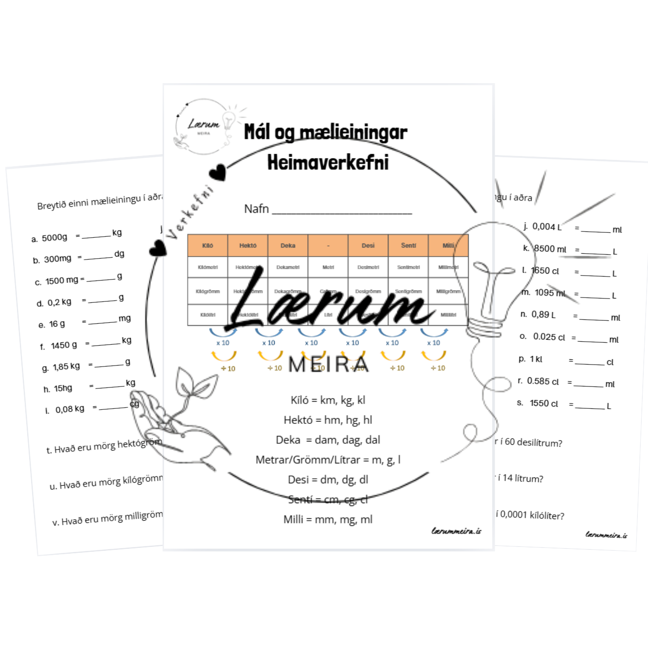 Mál og mælieiningar - Heimaverkefni