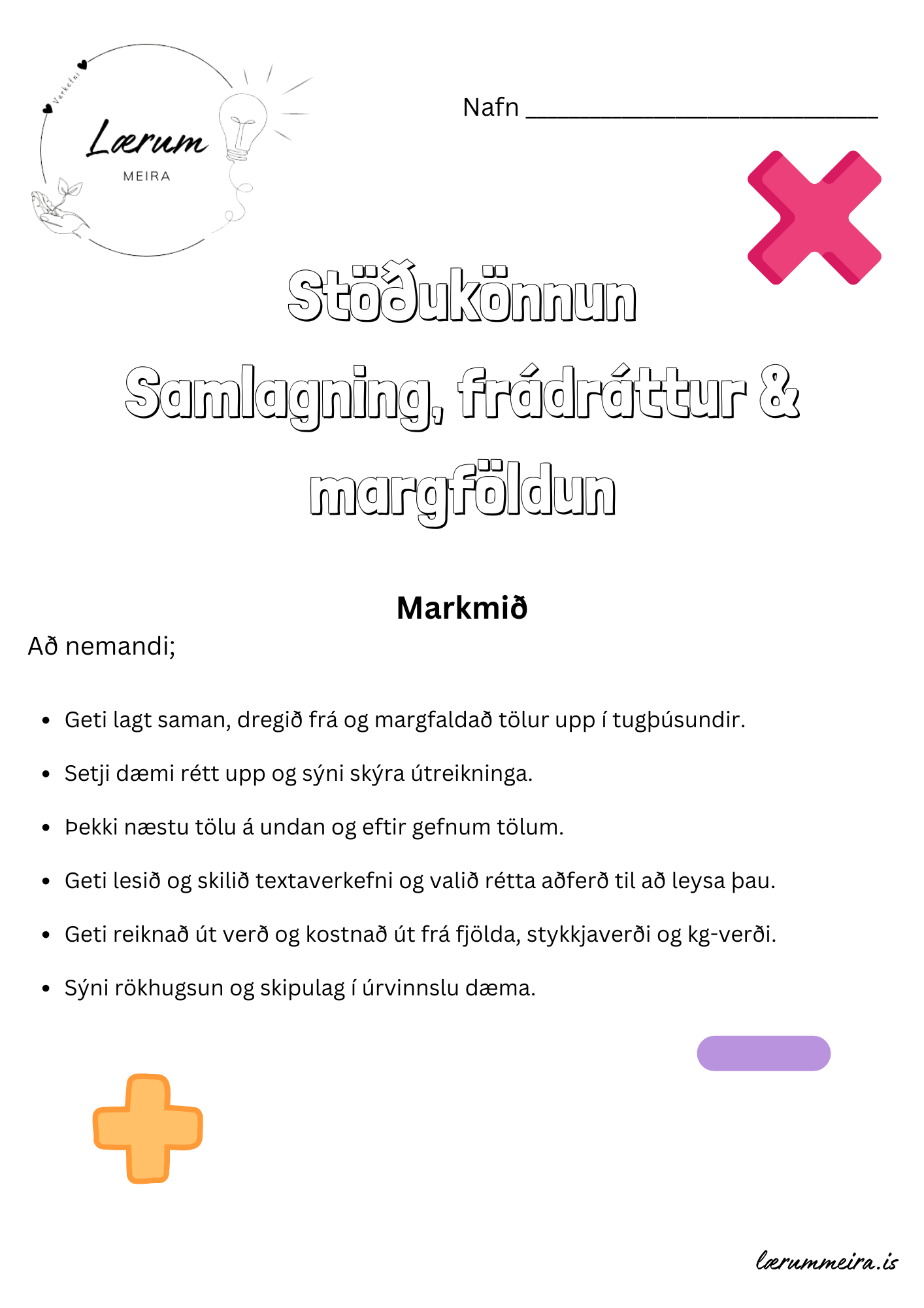 Stöðukönnun - Miðstig/Unglingastig ➕➖✖️