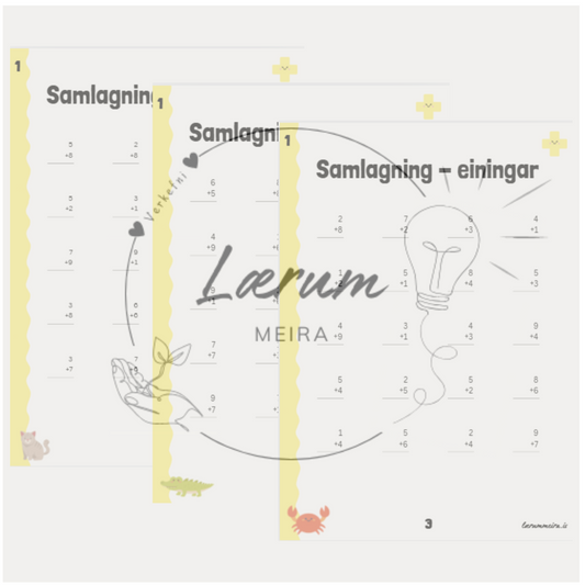 Samlagning ➕ Eining: Verkefnablöð 1-10