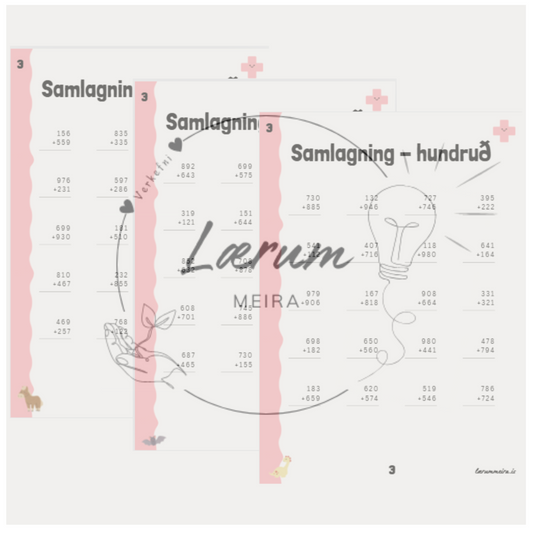 Samlagning ➕ Hundrað: Verkefnablöð 1-10