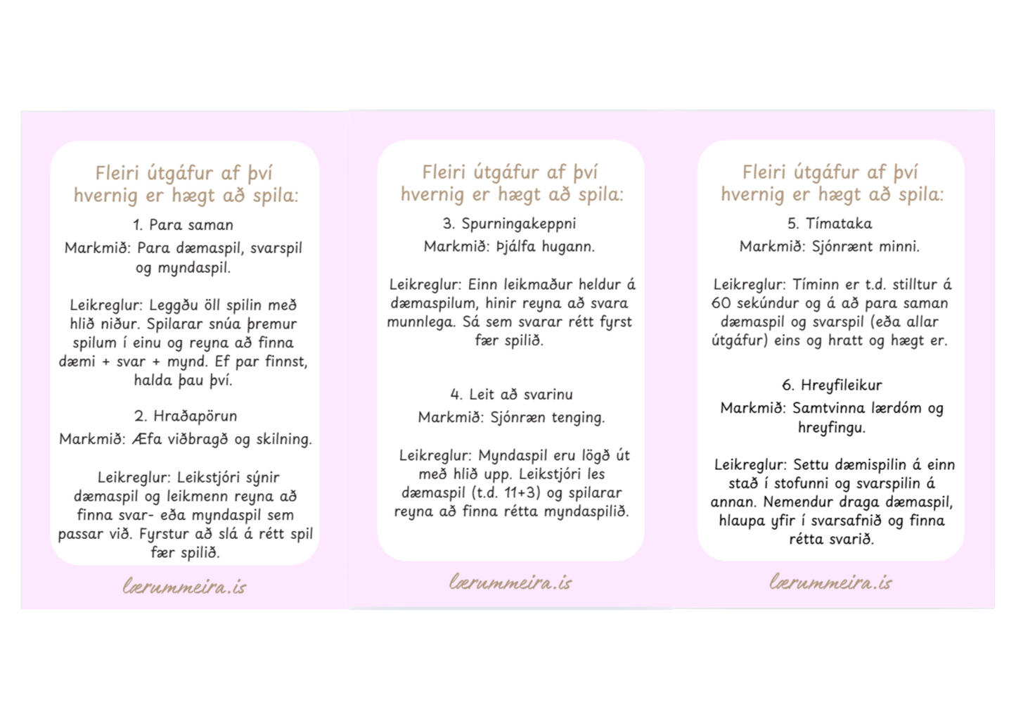 SAMLAGNINGARSPILIÐ ➕ Tölurnar 1-20