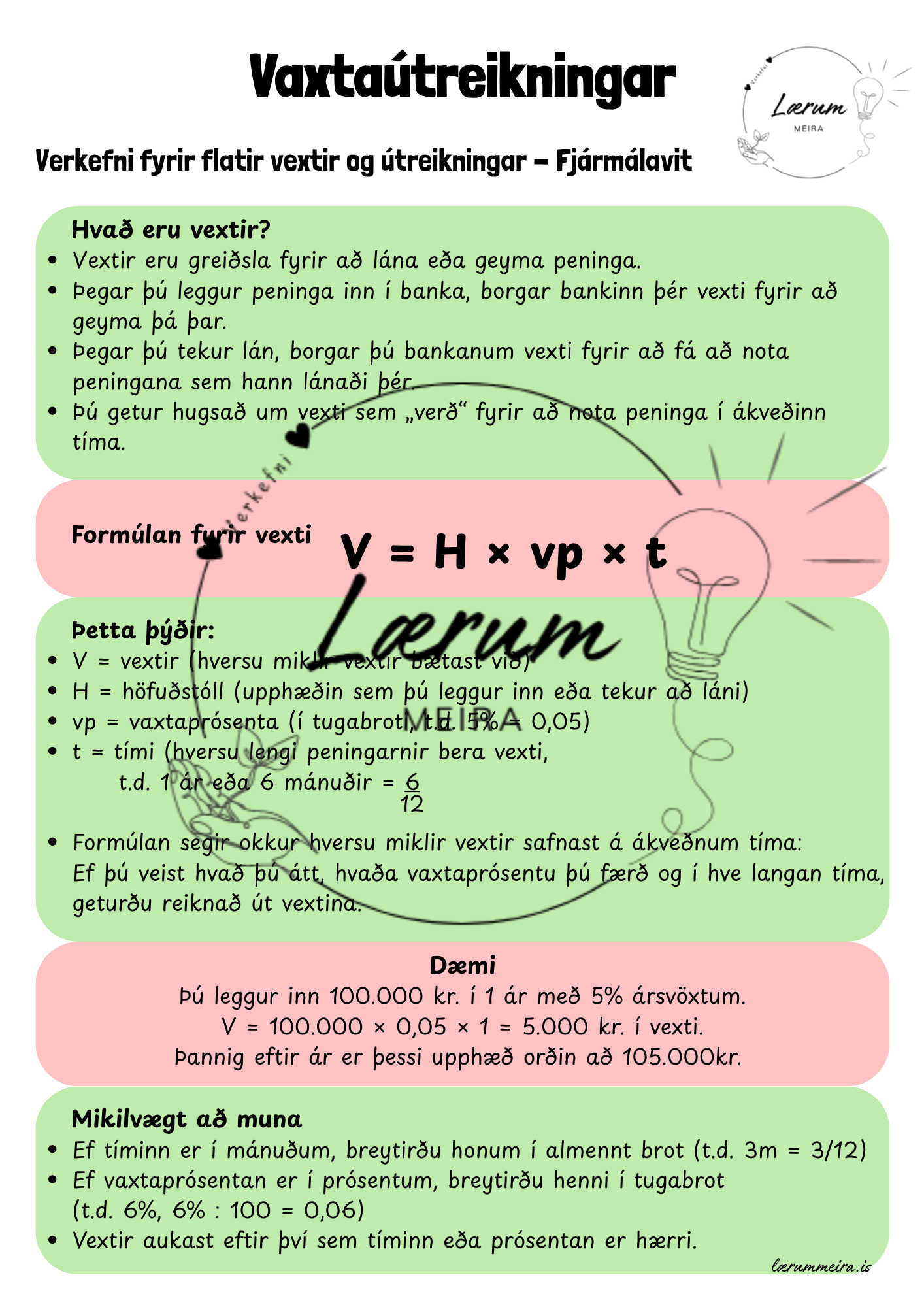 Vaxtaútreikningar - Flatir vextir 💰