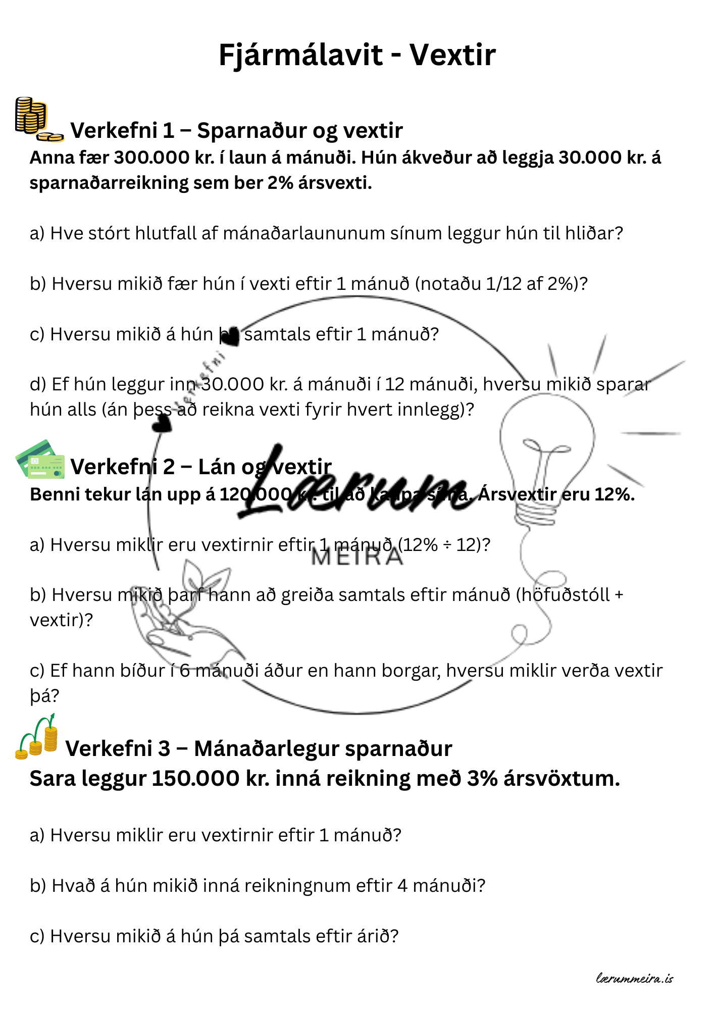 Vaxtaútreikningar - Flatir vextir 💰